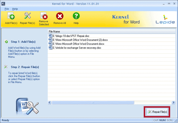 .doc/.docx files enlisted for Word file repair