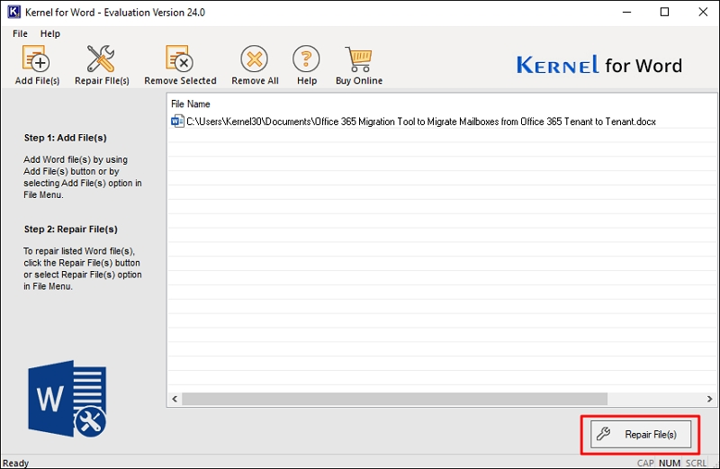 .doc/.docx files enlisted for Word file repair