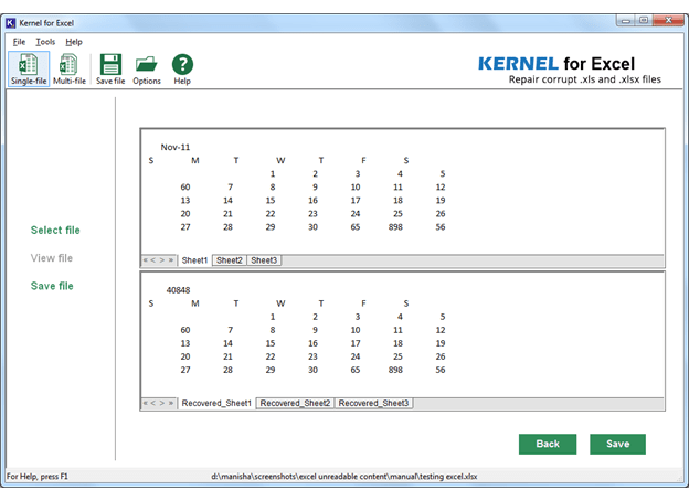 Preview of the XLSX file