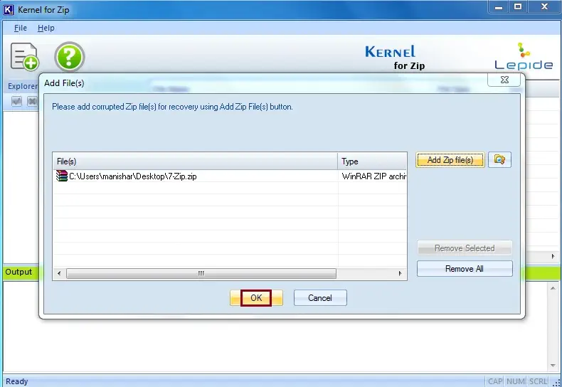 After adding the file click on Ok