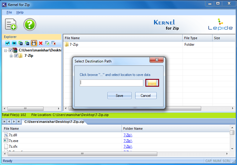 Select the desired location to save the file