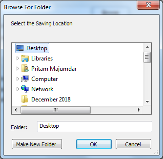 Browse to select the folder