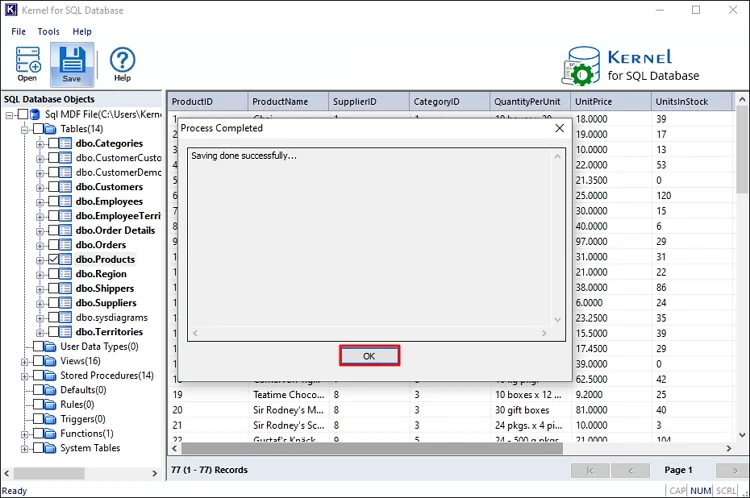 Saving database objects.