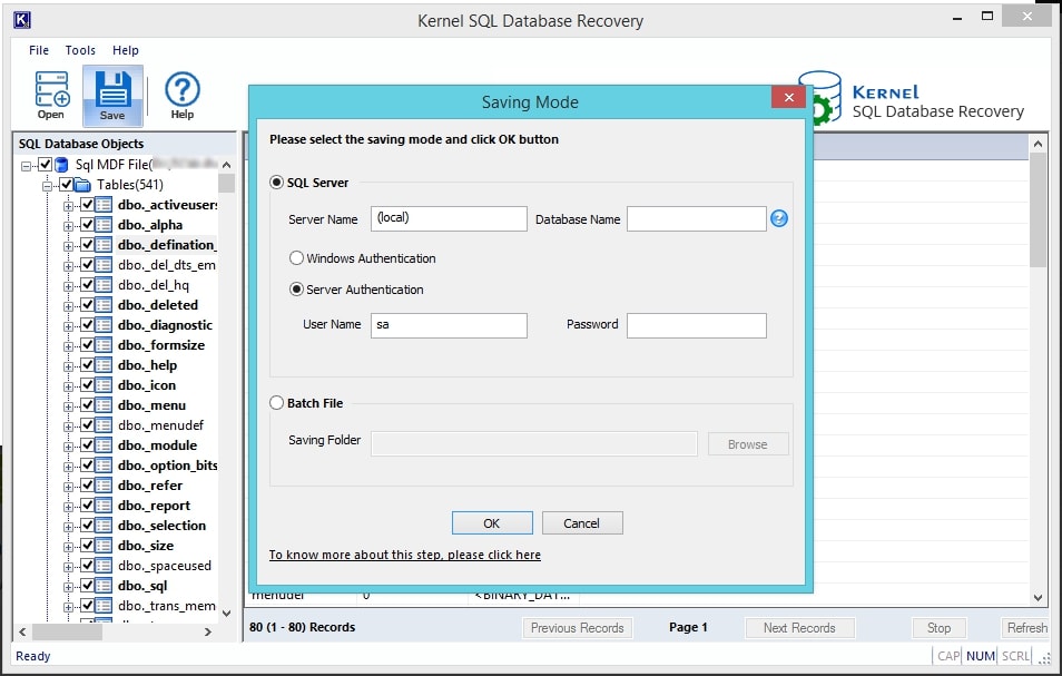 Save data directly to SQL server through log in details.
