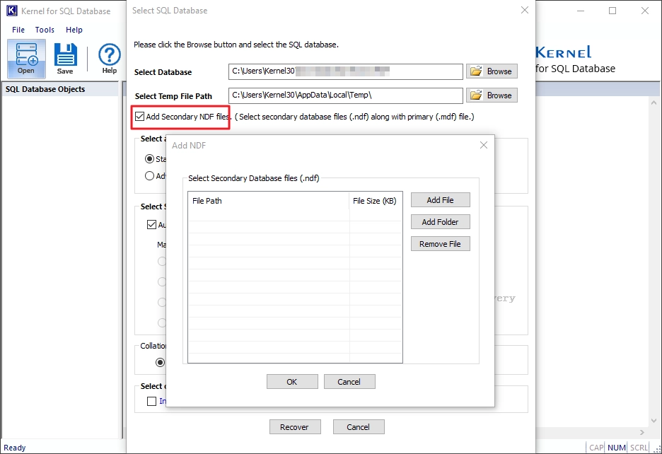 Add the NDF files