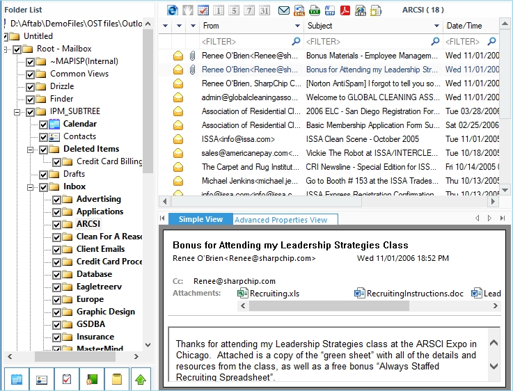Preview the mailbox content.