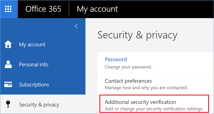 Click Additional security verification