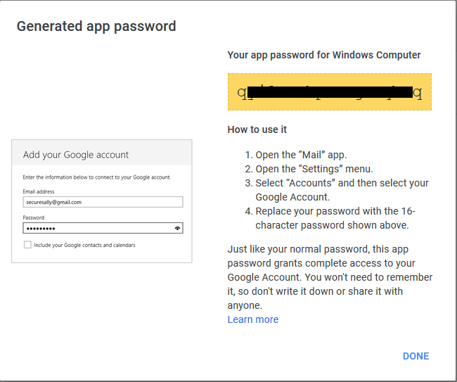 App Password will be created