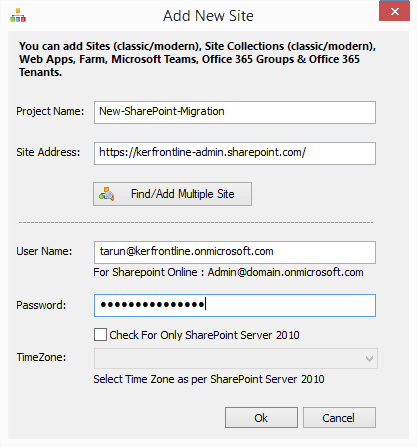 add your SharePoint Server as the destination.