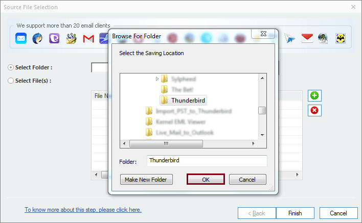 Select MBOX folder and click ok