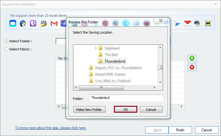 Select MBOX folder and click OK