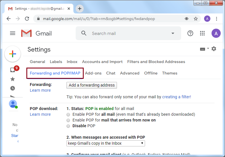 click on Forwarding and POP/IMAP