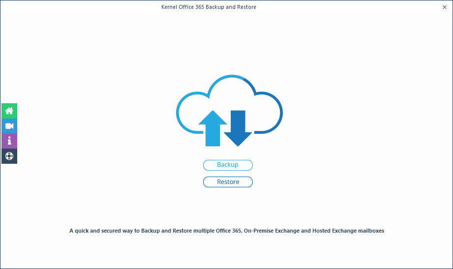 displaying the options of Backup or Restore Choose the backup option