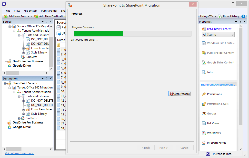 click the Stop-Process button and stop the migration