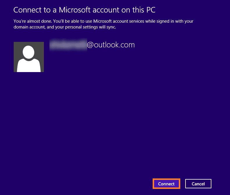 Click Connect to connect your Microsoft account
