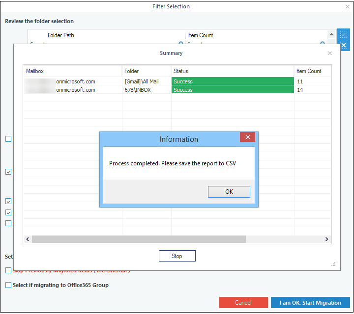 save the final migration report in CSV file format