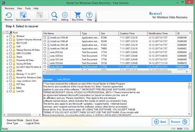 selected the drive for scanning