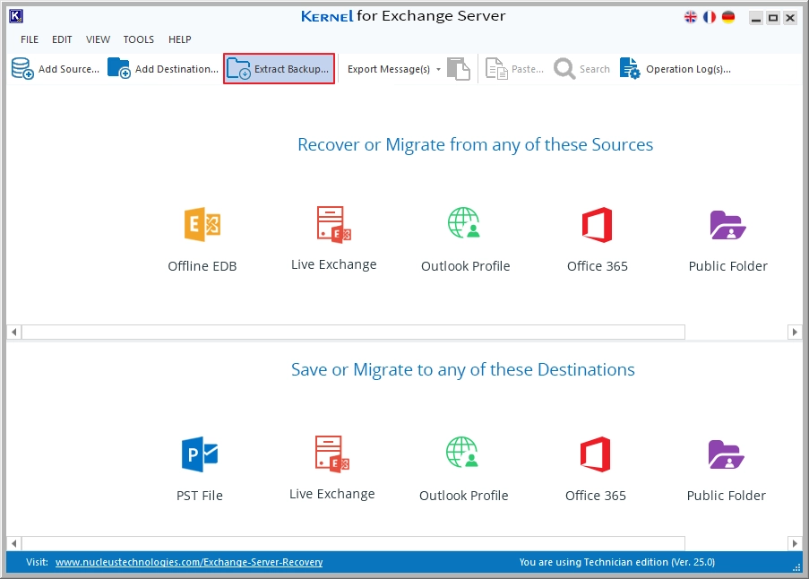 click the Extract Backup from the ribbon menu
