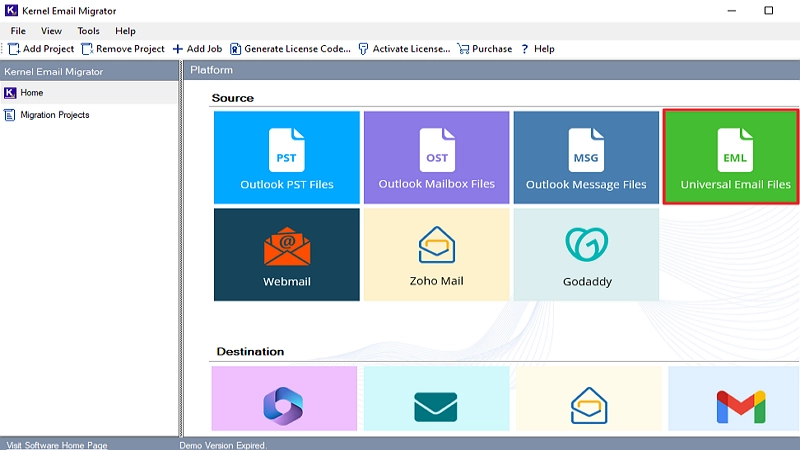 select eml option