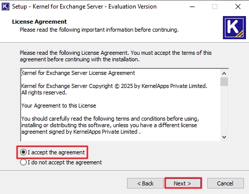 License Agreement and click