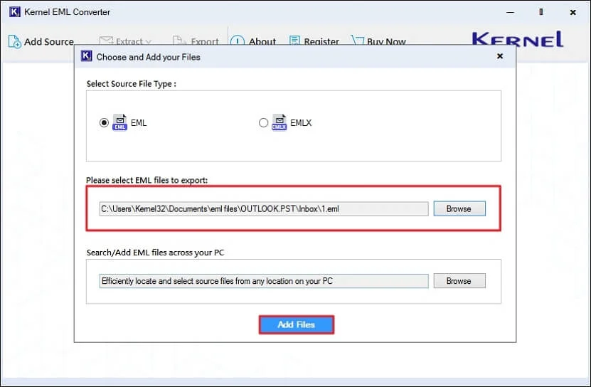 click on add files