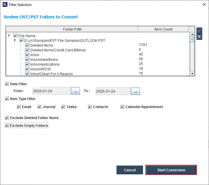click Start Conversion