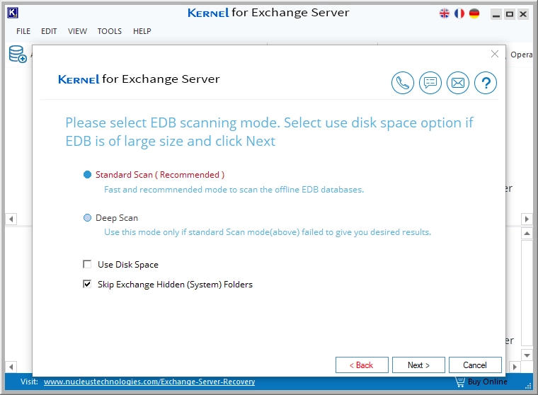 scanning options