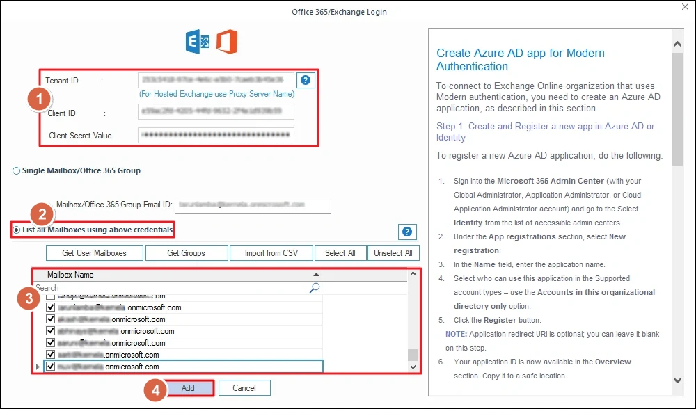 adding office 365 mailboxes