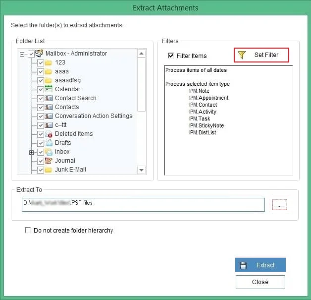 Set Filters for selective