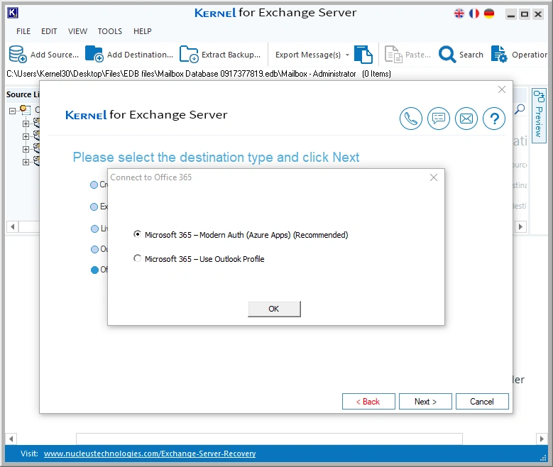 select modern auth option