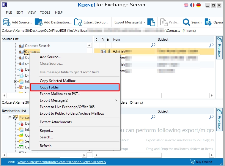 right-click and select Copy Folder option