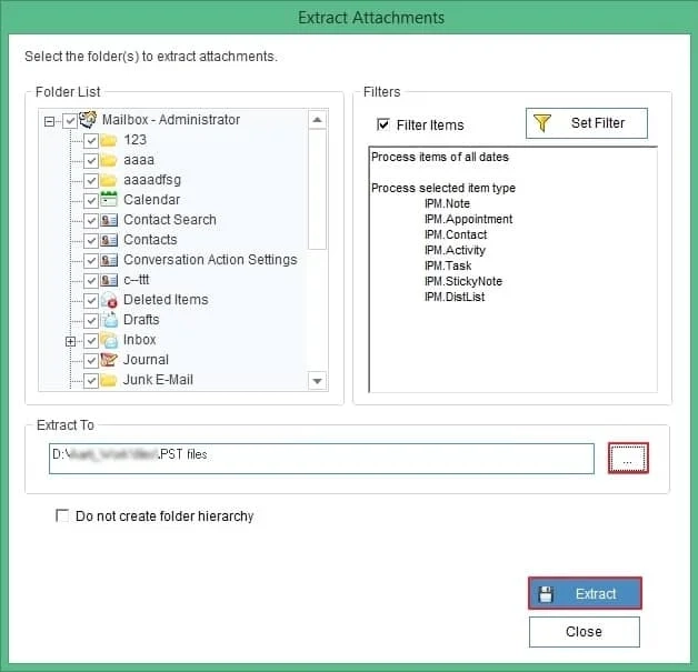 Extract To option