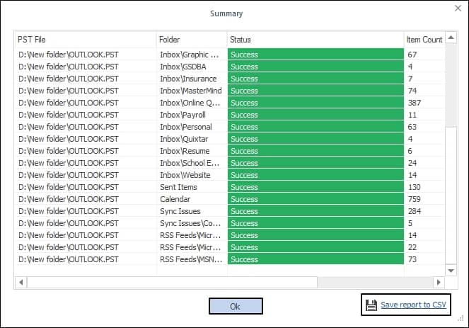 save the import report in a CSV format