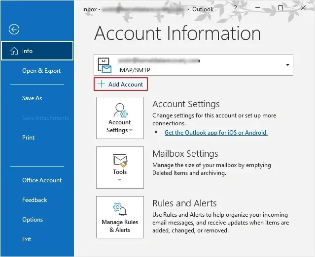 Launch Outlook then go to File option