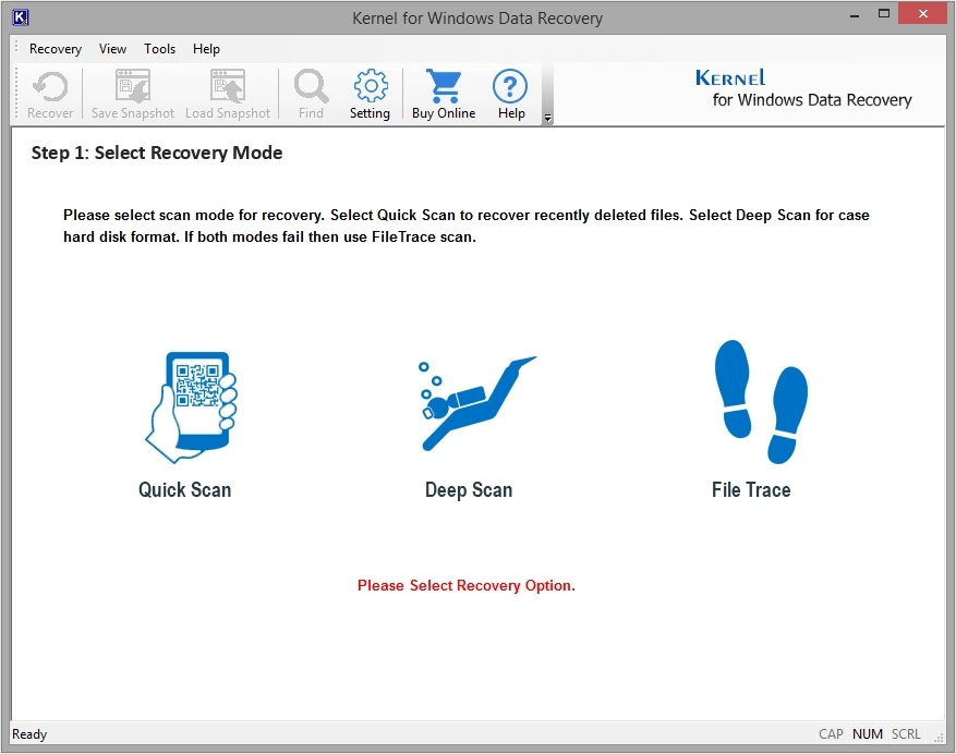 select any scanning mode