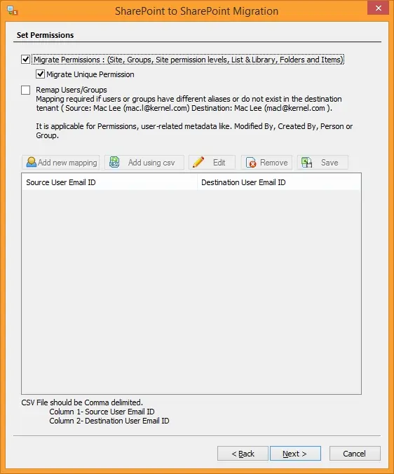 Select the option Migrate Permissions
