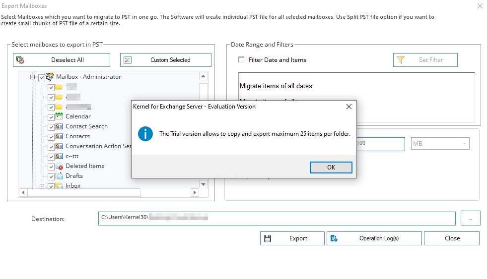 Limitations of using the trial version