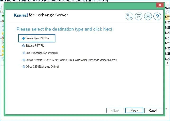 select destination type