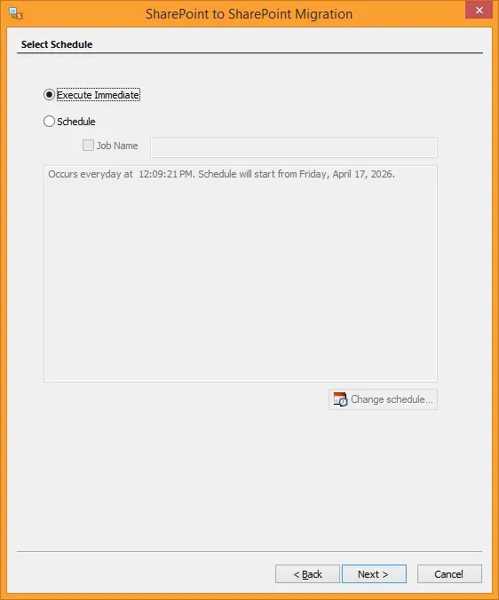 To begin data migration instantly select Execute Immediate