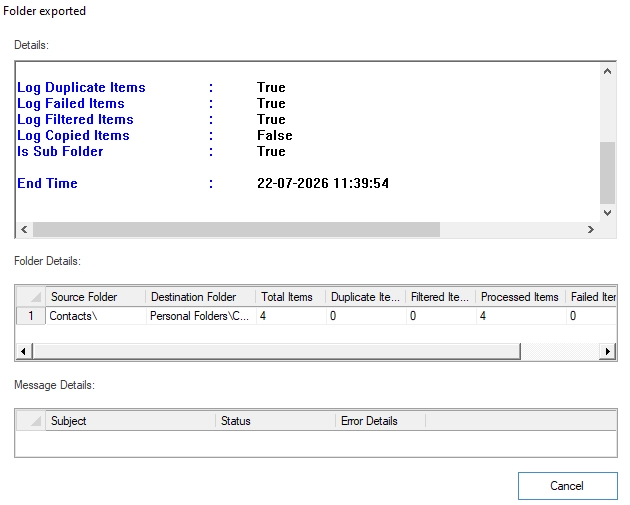 Export logs