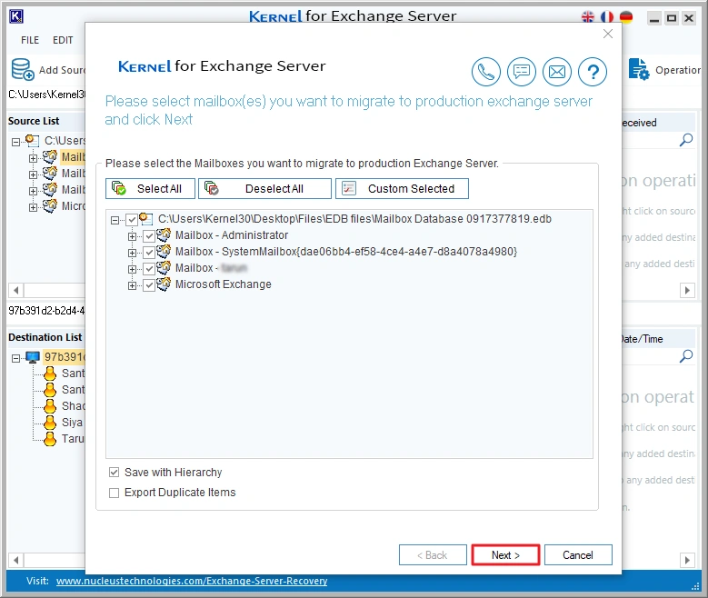 select unselect folders inside mailbox