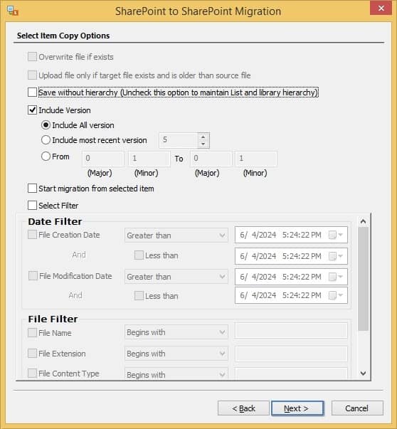 Apply filter option