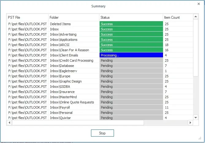See the live progress of the PST data migration to your Gmail account