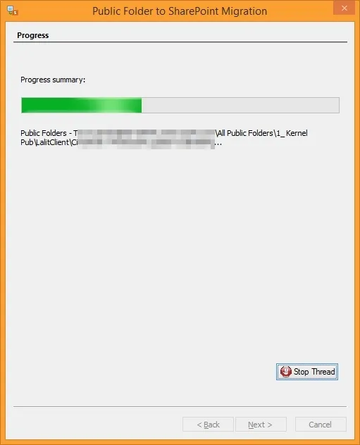 Exchange public folder to SharePoint  migration process will begin