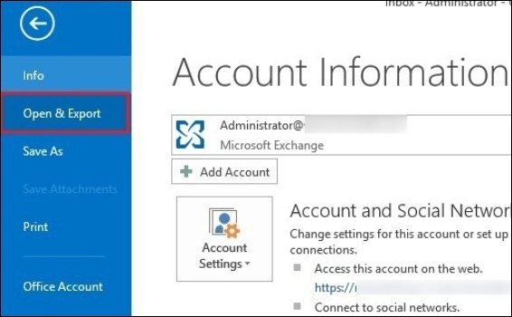 Access Outlook and tap on the File menu