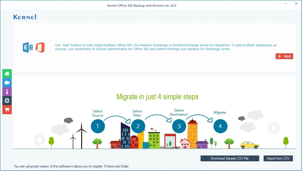 add the source Office 365 account