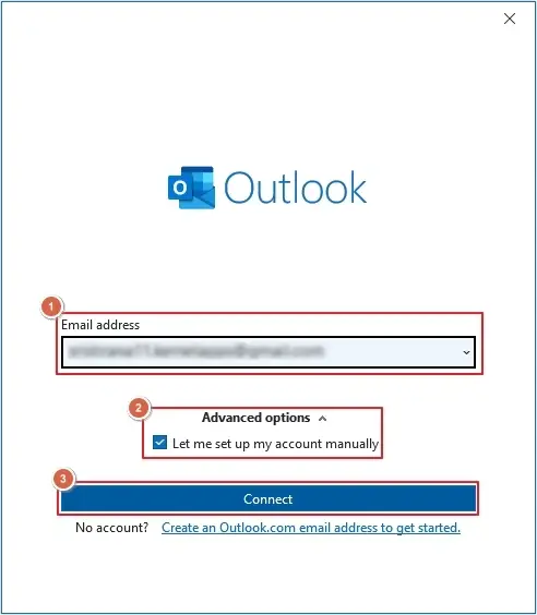 Now select Let me set up my account manually option