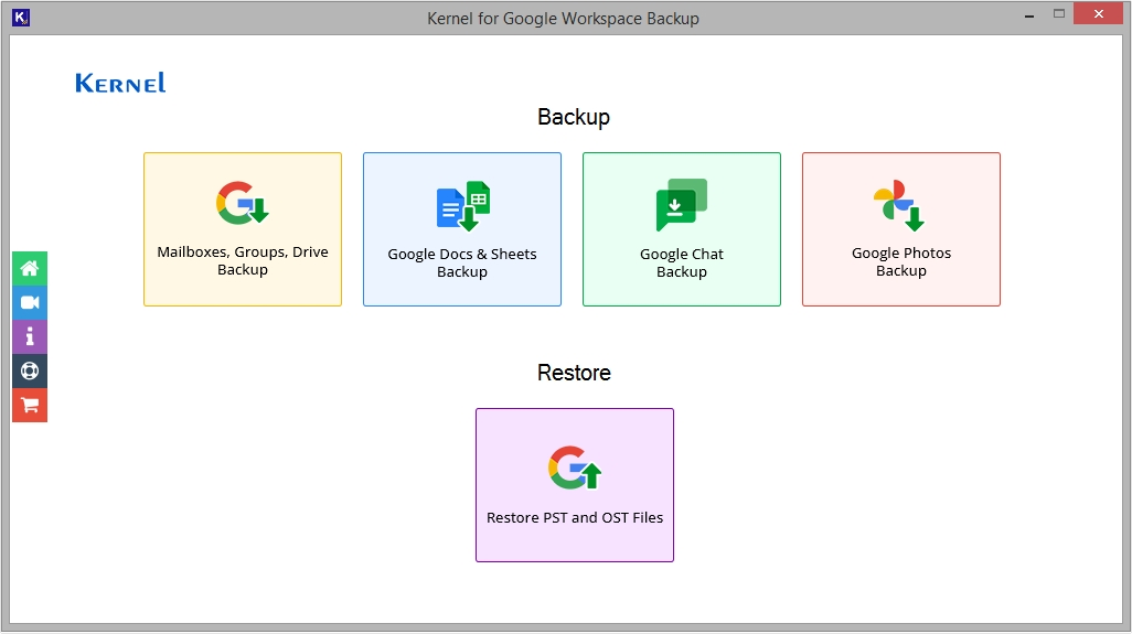 select any of the given Backup and Restore options