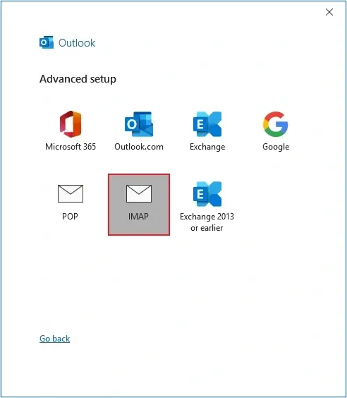 Click on IMAP option