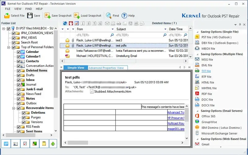 Preview the emails